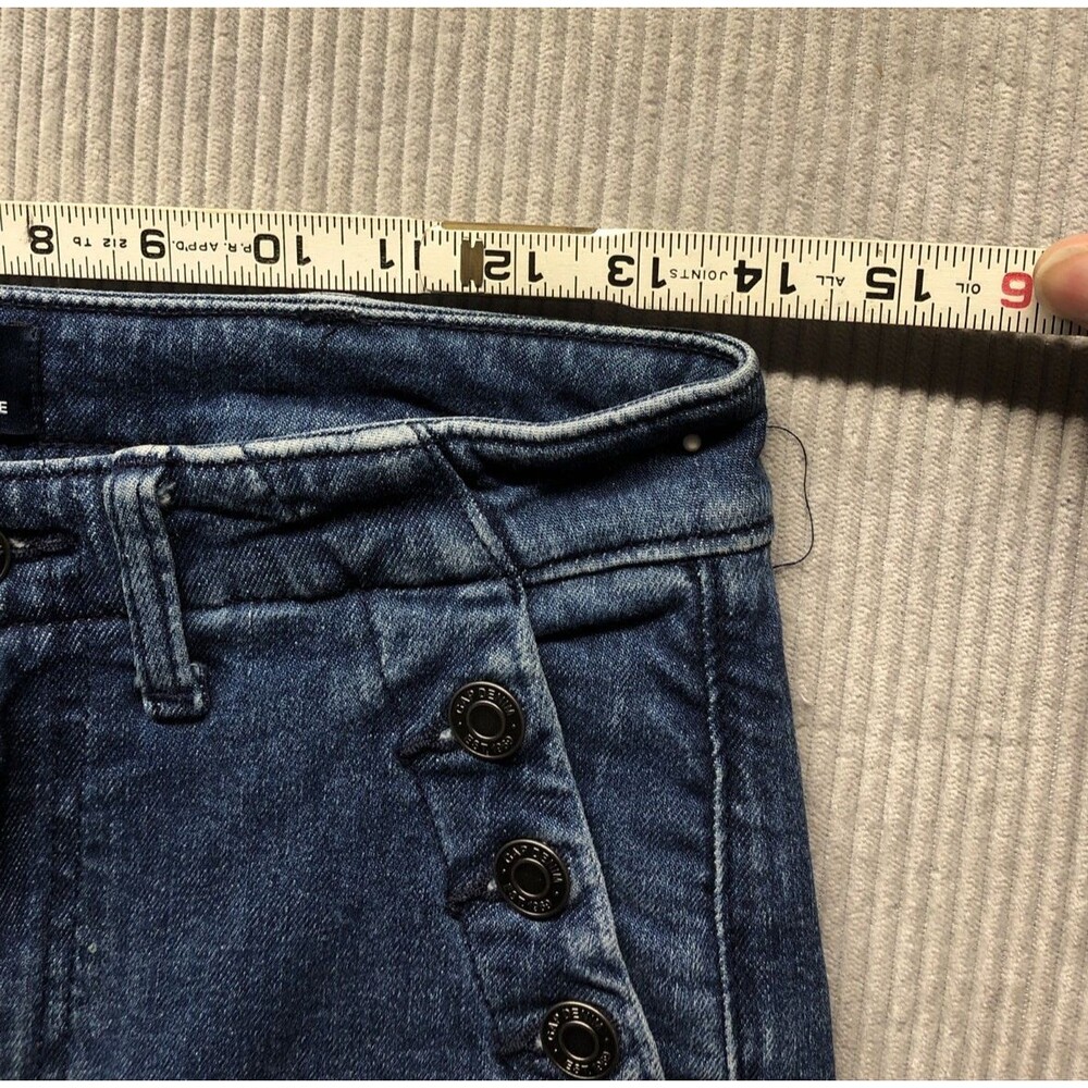 Gap Denim Jeans 70s Flare Size 2/26R Sailor Buttons Distressed - Picture 4 of 16
